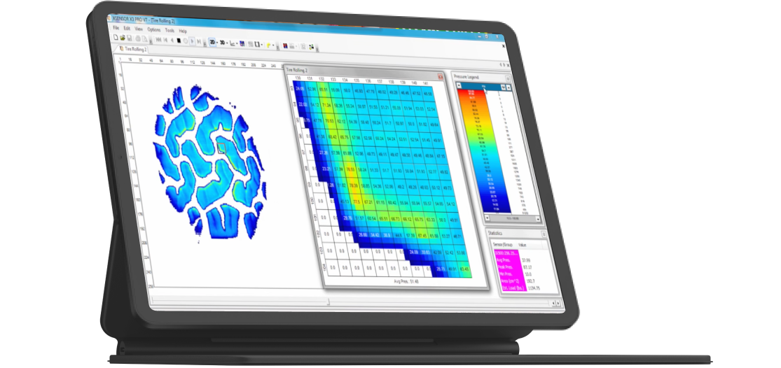 XSENSOR's high-resolution software showing the tread of a tire.